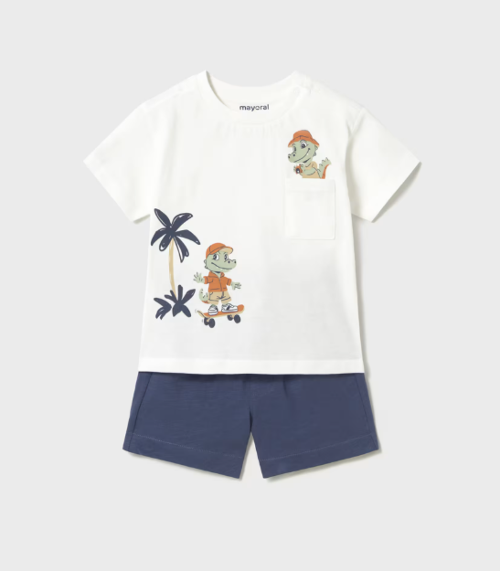 Mayoral S/S Croc Print T-Shirt & Shorts Set Style 1672 - Ocean